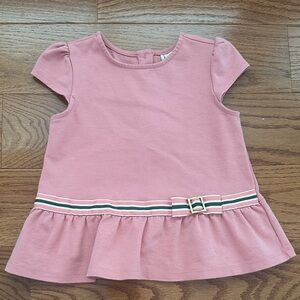 Janie & Jack Dusty Rose Ruffle Hem Top with Belt  6